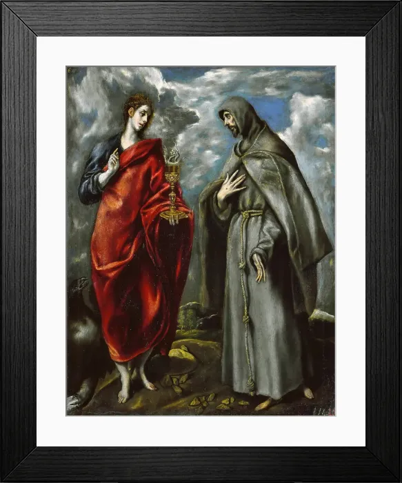 Framed Print : Saint John the Evangelist and Saint Francis, ca. 1600. Creator: El Greco, Dominico (1541-1614) Framed Print : Saint John the Evangelist and Saint Francis, ca. 1600. Creator: El Greco, Dominico (1541-1614)