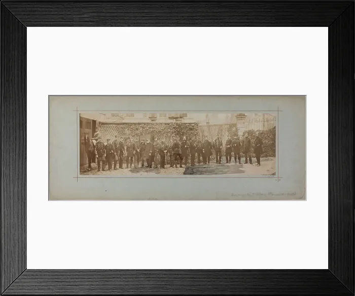 Framed Print : Panorama: group portrait of General Staff of a platoon, 1870. Creator: Andre-Adolphe-Eugene Disderi Framed Print : Panorama: group portrait of General Staff of a platoon, 1870. Creator: Andre-Adolphe-Eugene Disderi