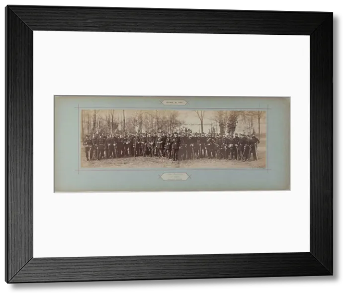 Framed Print : Panorama: group portrait of soldiers from Commander Poisson's 100th Battalion, 1870. Creator: Andre-Adolphe-Eugene Disderi Framed Print : Panorama: group portrait of soldiers from Commander Poisson's 100th Battalion, 1870. Creator: Andre-Adolphe-Eugene Disderi