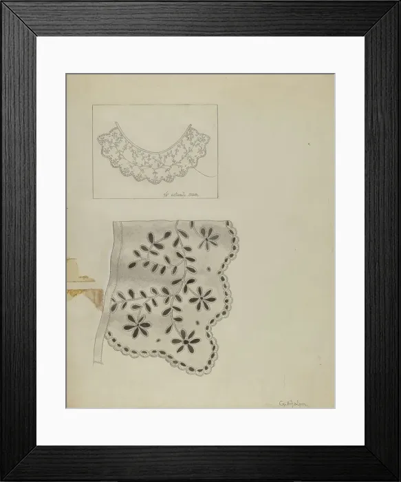 Framed Print : Embroidered Linen Collar, 1935 / 1942. Creator: Grace Halpin Framed Print : Embroidered Linen Collar, 1935 / 1942. Creator: Grace Halpin
