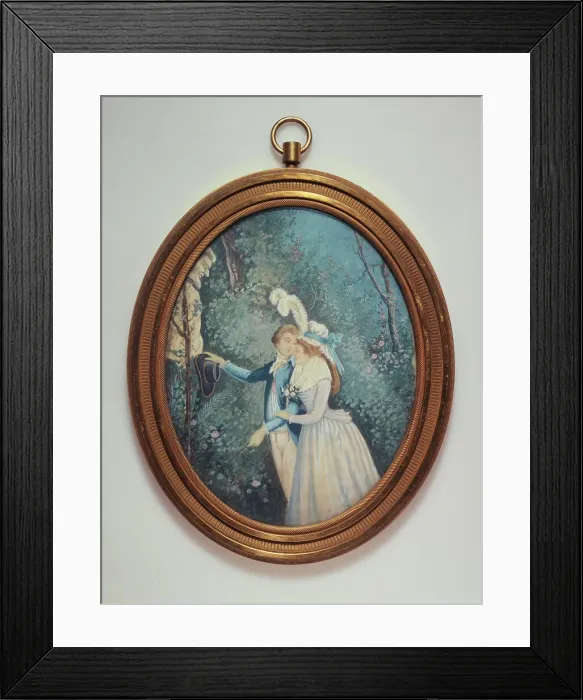 Framed Print : Couple walking in a park, c1900. Creator: Ecole Francaise Framed Print : Couple walking in a park, c1900. Creator: Ecole Francaise