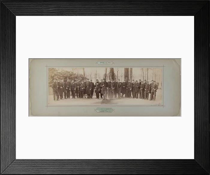 Framed Print : Panorama: group portrait of the 1st battalion under Commander Baré, 1870. Creator: Andre-Adolphe-Eugene Disderi Framed Print : Panorama: group portrait of the 1st battalion under Commander Baré, 1870. Creator: Andre-Adolphe-Eugene Disderi