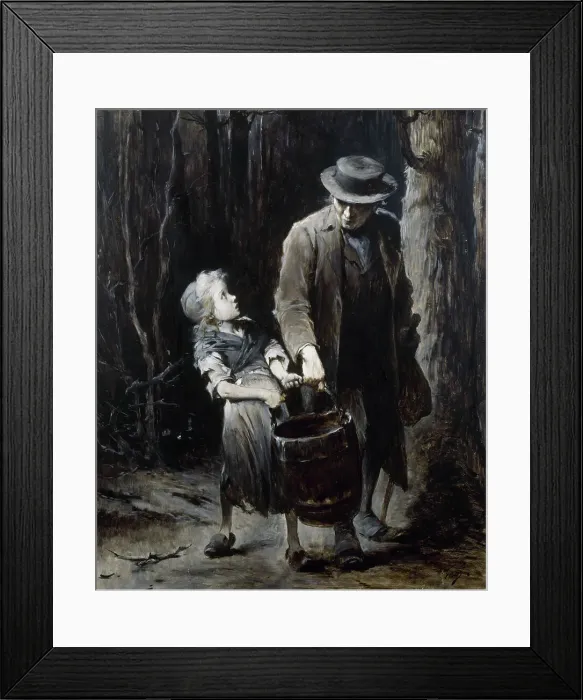 Framed Print : Jean Valjean and Cosette, between 1879 and 1882. Creator: Henry Jules Jean Geoffroy