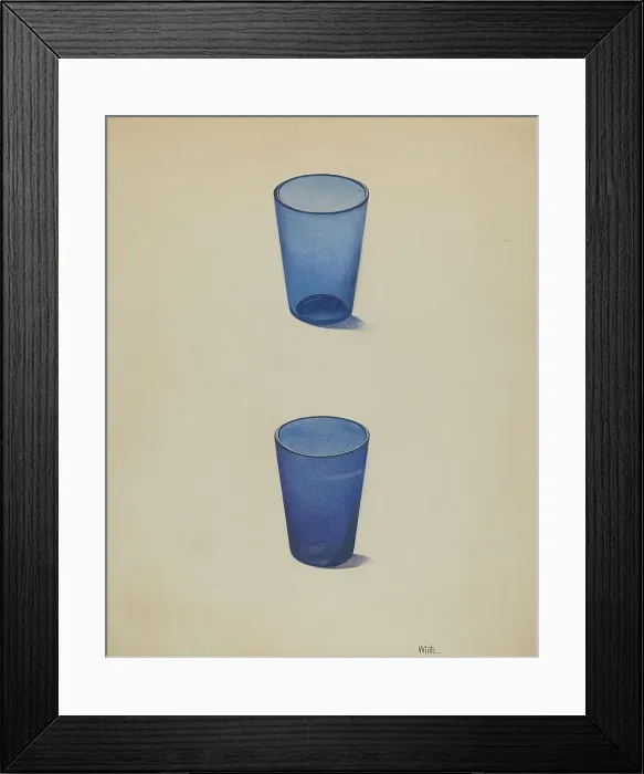 Framed Print : Whiskey Glasses (Cobalt), c. 1937. Creator: Edward White Framed Print : Whiskey Glasses (Cobalt), c. 1937. Creator: Edward White
