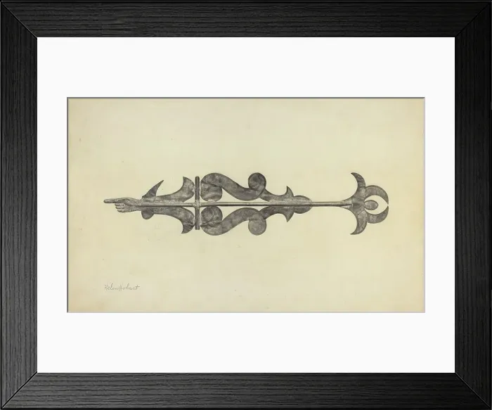 Framed Print : Weather Vane - Scroll with Index, c. 1938. Creator: Helen Hobart Framed Print : Weather Vane - Scroll with Index, c. 1938. Creator: Helen Hobart