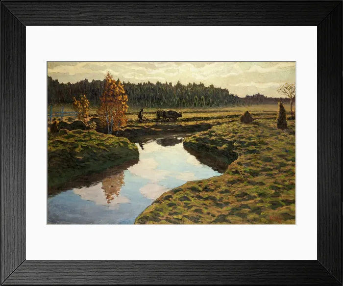 Framed Print : Autumn Ploughing in the Marshland, 1911. Creator: Almqvist, Ester (1869-1934) Framed Print : Autumn Ploughing in the Marshland, 1911. Creator: Almqvist, Ester (1869-1934)