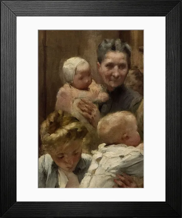 Framed Print : The work of a drop of milk at the Belleville Dispensary (triptych), 1903. Creator: Henry Jules Jean Geoffroy Framed Print : The work of a drop of milk at the Belleville Dispensary (triptych), 1903. Creator: Henry Jules Jean Geoffroy