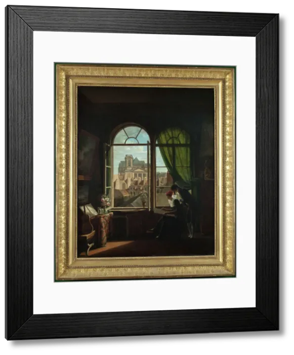 Framed Print : Artist's interior, with view of the facade of the Church of Saint-Eustache, c1815. Creator: Louise-Adeone Drolling Framed Print : Artist's interior, with view of the facade of the Church of Saint-Eustache, c1815. Creator: Louise-Adeone Drolling