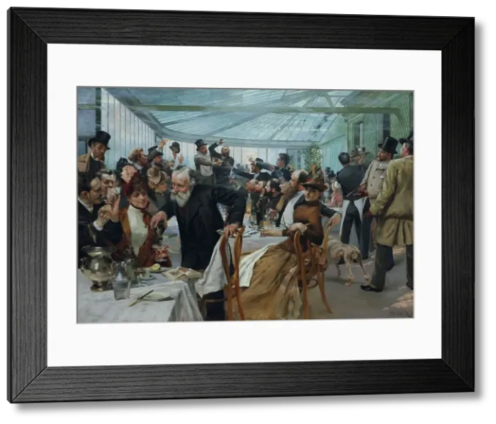 Framed Print : The Scandinavian Artists Lunch at Café Ledoyen, Paris: Varnishing Day, 1886. Creator: Birger, Hugo (1854-1887) Framed Print : The Scandinavian Artists Lunch at Café Ledoyen, Paris: Varnishing Day, 1886. Creator: Birger, Hugo (1854-1887)