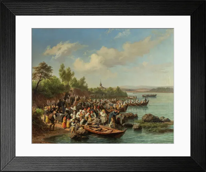 Framed Print : Church Boats at Leksand, 1860. Creator: Wallander, Josef Wilhelm (1821-1888) Framed Print : Church Boats at Leksand, 1860. Creator: Wallander, Josef Wilhelm (1821-1888)