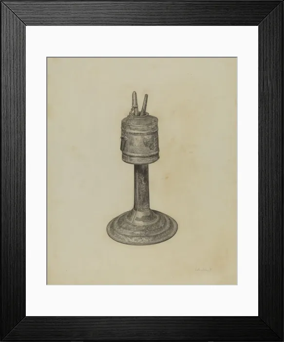 Framed Print : Camphene Lamp, 1935 / 1942. Creator: Helen Hobart Framed Print : Camphene Lamp, 1935 / 1942. Creator: Helen Hobart