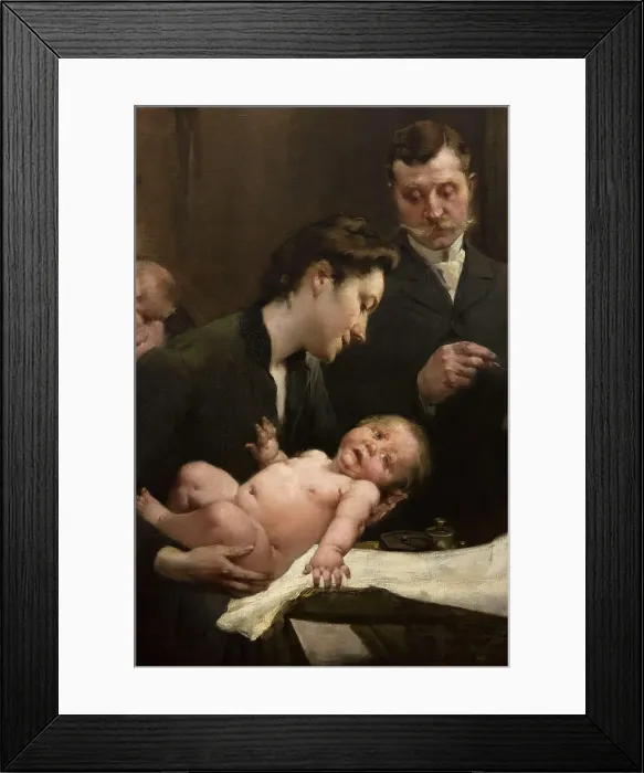 Framed Print : The work of a drop of milk at the Belleville Dispensary (triptych), 1903. Creator: Henry Jules Jean Geoffroy Framed Print : The work of a drop of milk at the Belleville Dispensary (triptych), 1903. Creator: Henry Jules Jean Geoffroy