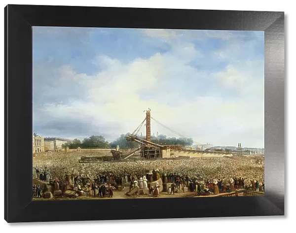 Erection of the obelisk of Luxor in Place de la Concorde, October 25, 1836. Creator: Francois Dubois