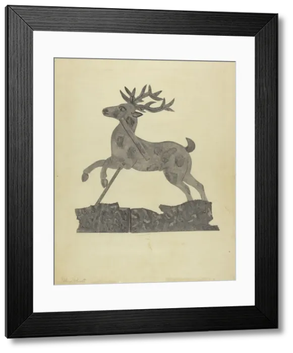 Framed Print : Deer Weather Vane, c. 1938. Creator: Helen Hobart Framed Print : Deer Weather Vane, c. 1938. Creator: Helen Hobart