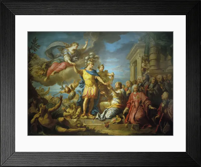 Framed Print : Allegory in honor of the Treaty of Aix-la-Chapelle, February 13, 1749, 1761. Creator: Jacques Dumont Framed Print : Allegory in honor of the Treaty of Aix-la-Chapelle, February 13, 1749, 1761. Creator: Jacques Dumont