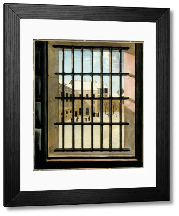 Framed Print : Courtyard of the Grande-Force prison seen from a cell, 1821. Creator: Louis-Jules Dumoulin Framed Print : Courtyard of the Grande-Force prison seen from a cell, 1821. Creator: Louis-Jules Dumoulin