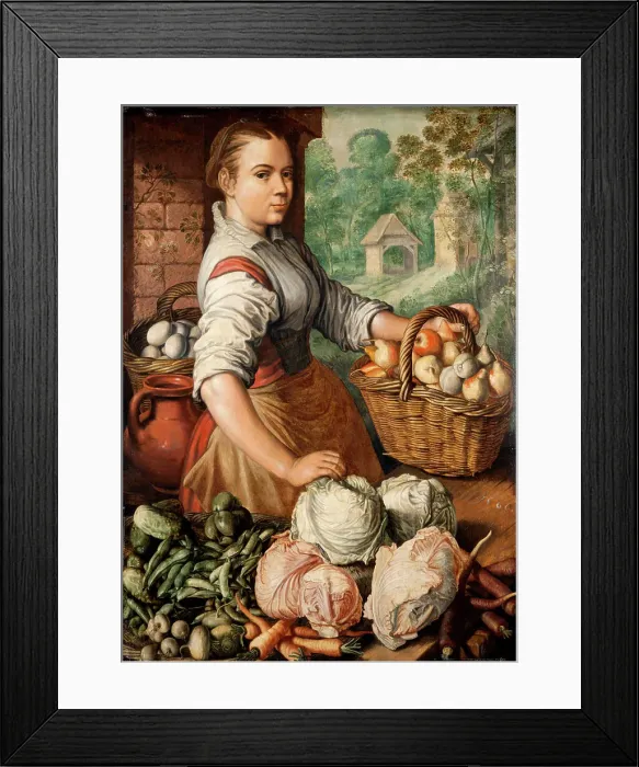 Framed Print : Girl with Vegetables, 1566. Creator: Beuckelaer, Joachim (ca. 1533-1574) Framed Print : Girl with Vegetables, 1566. Creator: Beuckelaer, Joachim (ca. 1533-1574)
