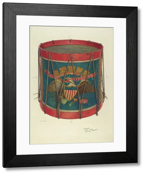 Framed Print : Civil War Drum, 1939-1940. Creator: Wayne White Framed Print : Civil War Drum, 1939-1940. Creator: Wayne White