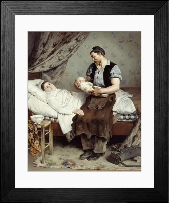 Framed Print : The newborn, 1881. Creator: Andre Gill Framed Print : The newborn, 1881. Creator: Andre Gill