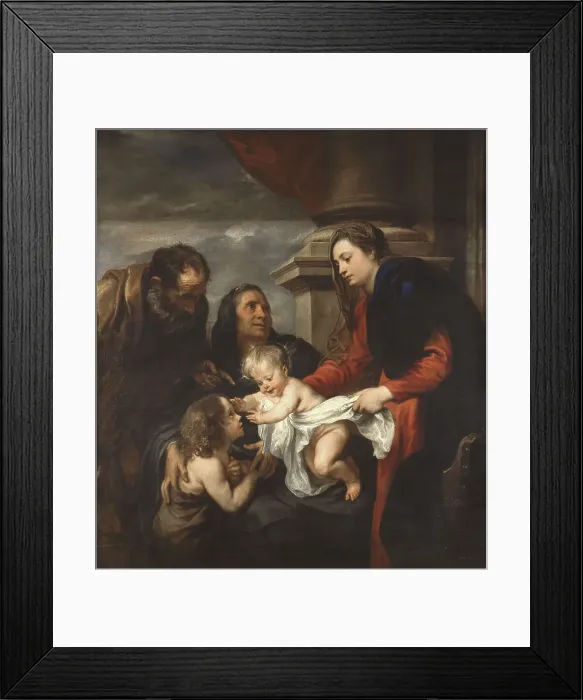 Framed Print : The Holy Family with Saints Elisabeth and John the Baptist. Creator: Dyck, Sir Anthony van (1599-1641) Framed Print : The Holy Family with Saints Elisabeth and John the Baptist. Creator: Dyck, Sir Anthony van (1599-1641)