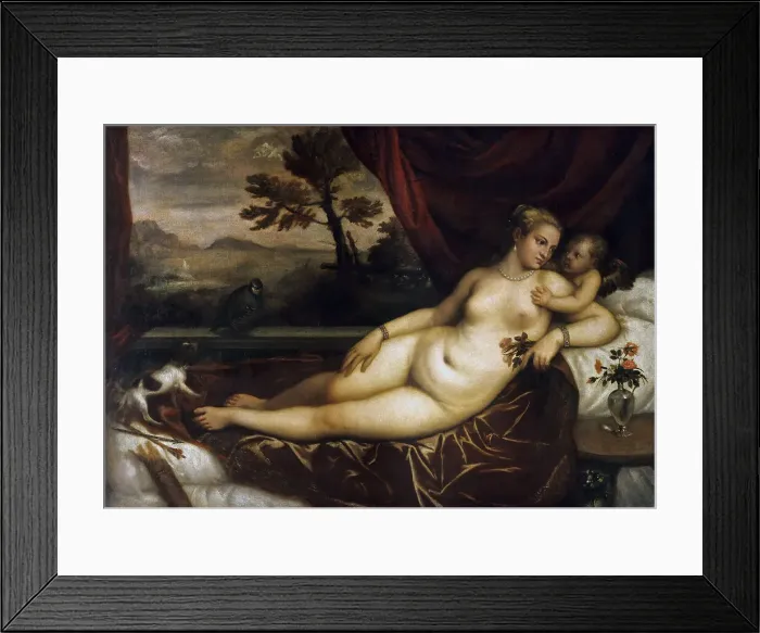 Framed Print : Venus and Cupid, c. 1550. Creator: Titian (1488-1576) Framed Print : Venus and Cupid, c. 1550. Creator: Titian (1488-1576)