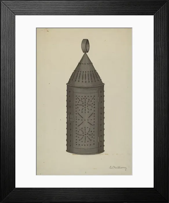 Framed Print : Pierced Tin Lantern, c. 1941. Creator: Edward D. Williams Framed Print : Pierced Tin Lantern, c. 1941. Creator: Edward D. Williams