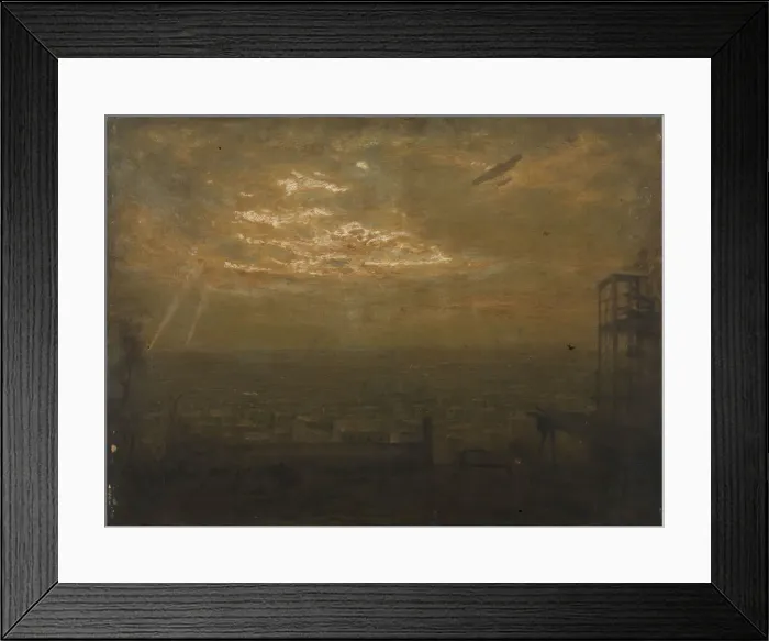 Framed Print : Night Watch by Airplane, 1916. Creator: Jean Joseph Enders Framed Print : Night Watch by Airplane, 1916. Creator: Jean Joseph Enders