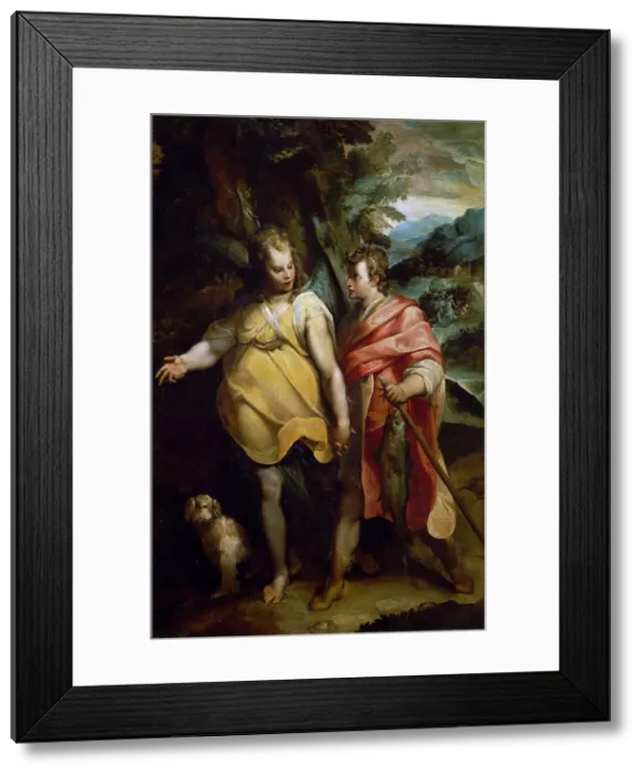 Framed Print : Tobias and the Angel, ca. 1575. Creator: Raffaellino da Reggio (1550-1578) Framed Print : Tobias and the Angel, ca. 1575. Creator: Raffaellino da Reggio (1550-1578)