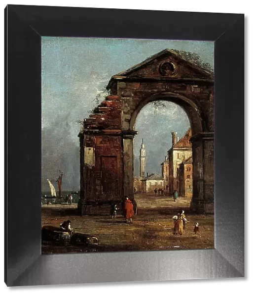 Caprice, with ruined triumphal arch and landscape of the edge of the lagoon. Creator: Francesco Guardi