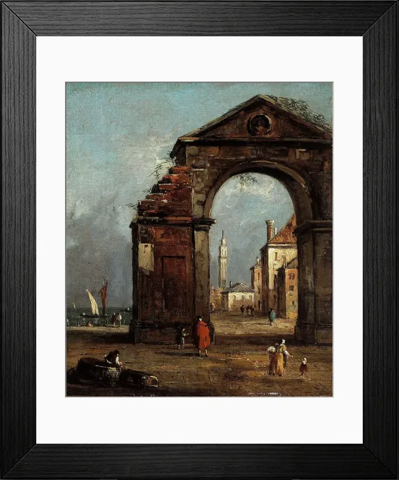 Framed Print : Caprice, with ruined triumphal arch and landscape of the edge of the lagoon. Creator: Francesco Guardi Framed Print : Caprice, with ruined triumphal arch and landscape of the edge of the lagoon. Creator: Francesco Guardi