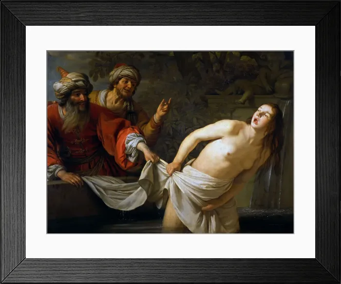 Framed Print : Susanna and the Elders, 1655. Creator: Honthorst, Gerrit, van (1590-1656) Framed Print : Susanna and the Elders, 1655. Creator: Honthorst, Gerrit, van (1590-1656)