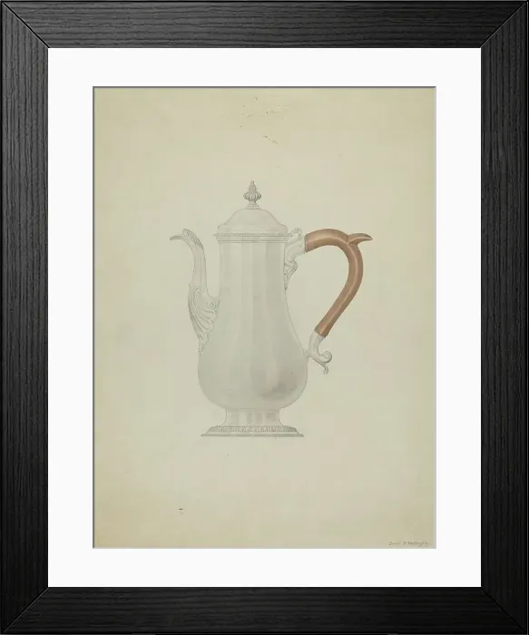 Framed Print : Silver Teapot, 1935 / 1942. Creator: David P. Willoughby Framed Print : Silver Teapot, 1935 / 1942. Creator: David P. Willoughby