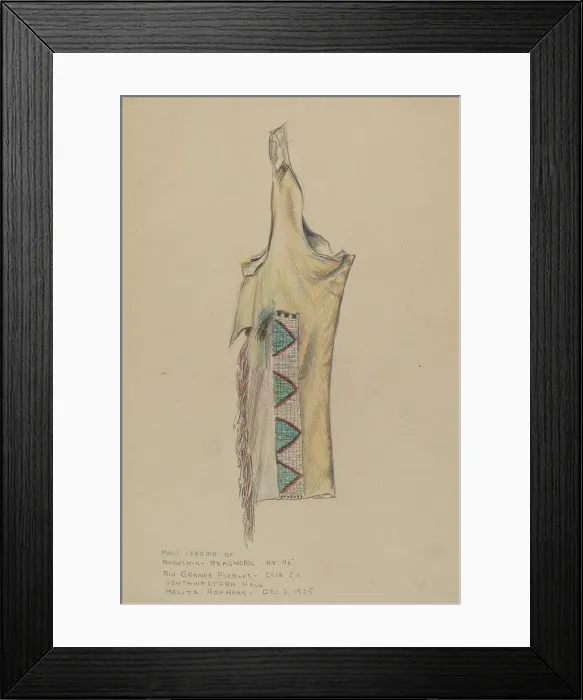 Framed Print : Buckskin Legging with Beadwork, 1935. Creator: Melita Hofmann Framed Print : Buckskin Legging with Beadwork, 1935. Creator: Melita Hofmann