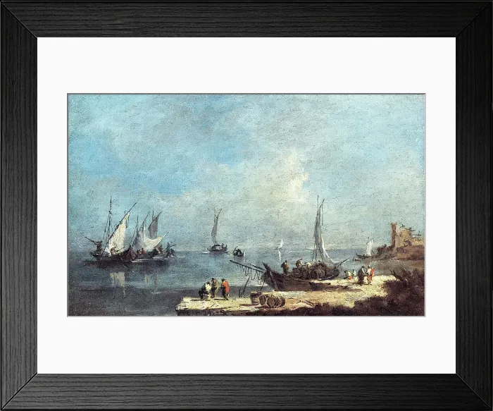 Framed Print : View of a port, on the lagoon. Creator: Francesco Guardi Framed Print : View of a port, on the lagoon. Creator: Francesco Guardi