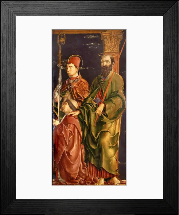 Framed Print : Saints Maurelius and Paul with Cardinal Bartolomeo Roverella, c. 1480-1485. Creator: Tura, Cosimo (before 1431-1495) Framed Print : Saints Maurelius and Paul with Cardinal Bartolomeo Roverella, c. 1480-1485. Creator: Tura, Cosimo (before 1431-1495)