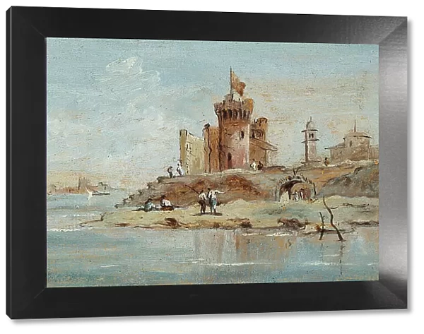 Caprice, with ruined fortress by the lagoon. Creators: Francesco Guardi, Niccolo Guardi