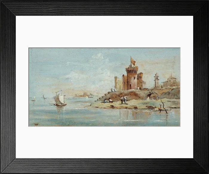 Framed Print : Caprice, with ruined fortress by the lagoon. Creators: Francesco Guardi, Niccolo Guardi Framed Print : Caprice, with ruined fortress by the lagoon. Creators: Francesco Guardi, Niccolo Guardi