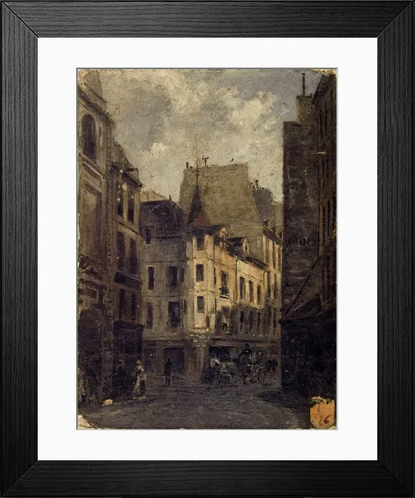 Framed Print : Rue de l'Ecole-de-Medecine with Marat's house, current 6th arrondissement, c1855 — 1865. Creator: Charles Fichot Framed Print : Rue de l'Ecole-de-Medecine with Marat's house, current 6th arrondissement, c1855 — 1865. Creator: Charles Fichot
