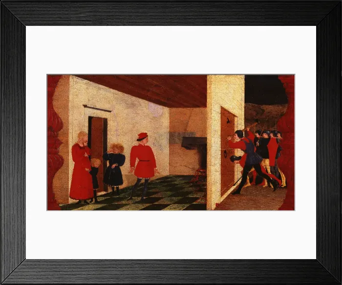 Framed Print : The Miracle of the Desecrated Host (Predella Panel for the church of Corpus Domini in... 1465-1469. Creator: Uccello, Paolo (1397-1475) Framed Print : The Miracle of the Desecrated Host (Predella Panel for the church of Corpus Domini in... 1465-1469. Creator: Uccello, Paolo (1397-1475)