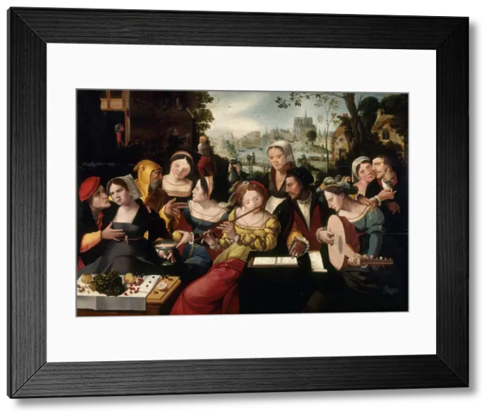 Framed Print : Prodigal child among courtesans, c1530. Creator: Flemish School Framed Print : Prodigal child among courtesans, c1530. Creator: Flemish School