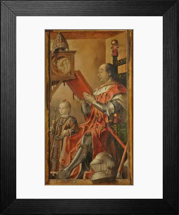 Framed Print : Portrait of Federico da Montefeltro with His Son Guidobaldo, 1476-1477. Creator: Berruguete, Pedro (1450-1503) Framed Print : Portrait of Federico da Montefeltro with His Son Guidobaldo, 1476-1477. Creator: Berruguete, Pedro (1450-1503)