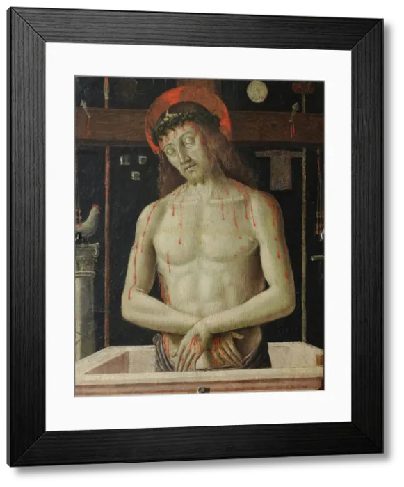 Framed Print : The Dead Christ with the Symbols of the Passion, ca 1475-1480. Creator: Santi, Giovanni (ca 1435-1494) Framed Print : The Dead Christ with the Symbols of the Passion, ca 1475-1480. Creator: Santi, Giovanni (ca 1435-1494)