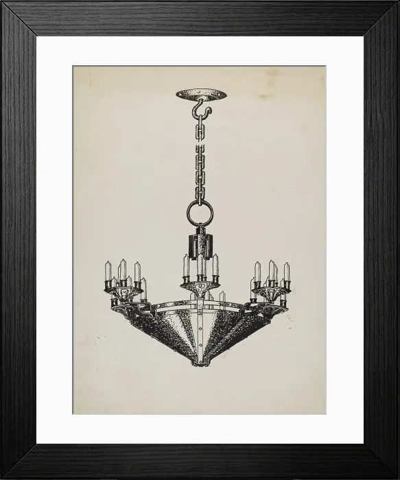 Framed Print : Chandelier, c. 1936. Creator: Florence Huston Framed Print : Chandelier, c. 1936. Creator: Florence Huston