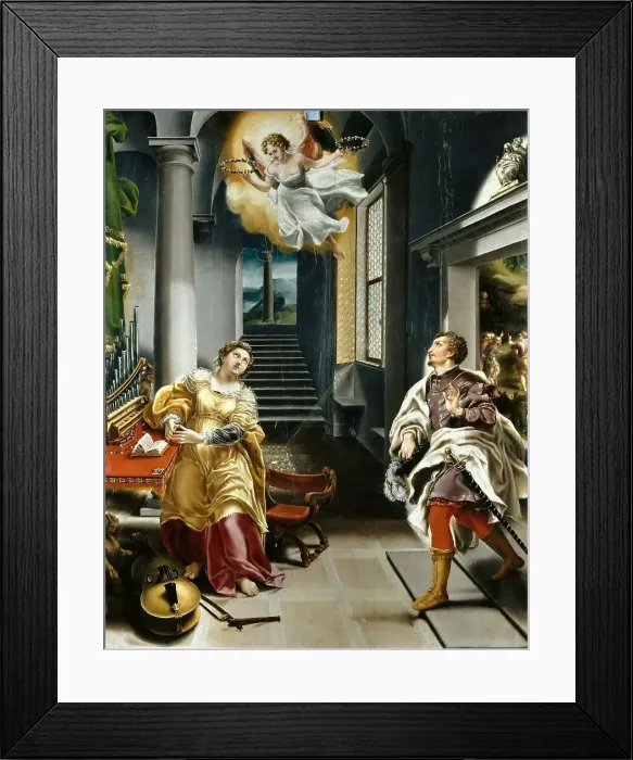 Framed Print : Saints Cecilia and Valerian, 16th century. Creator: Orsi, Lelio (1511-1587) Framed Print : Saints Cecilia and Valerian, 16th century. Creator: Orsi, Lelio (1511-1587)