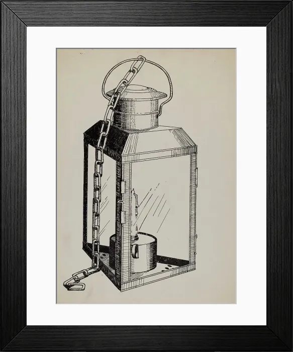 Framed Print : Stable Lantern, c. 1936. Creator: Florence Huston Framed Print : Stable Lantern, c. 1936. Creator: Florence Huston