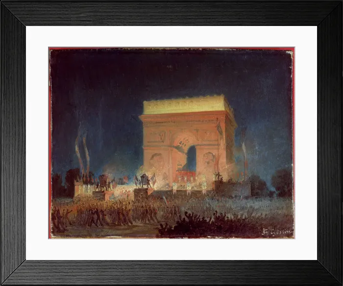 Framed Print : Distribution of flags to the National Guard, in front of the Arc de Triomphe, April 20, 1848. Creator: Jean-Charles Geslin Framed Print : Distribution of flags to the National Guard, in front of the Arc de Triomphe, April 20, 1848. Creator: Jean-Charles Geslin