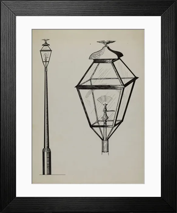 Framed Print : Eagle Lamp and Post, c. 1936. Creator: Florence Huston Framed Print : Eagle Lamp and Post, c. 1936. Creator: Florence Huston