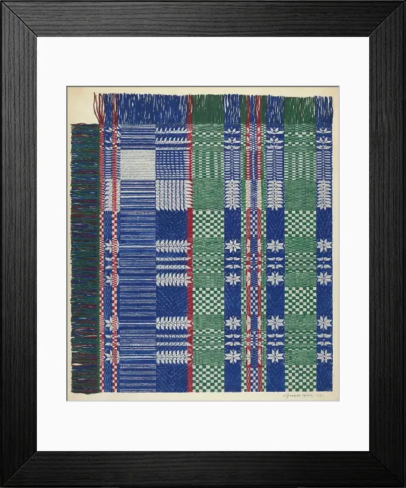 Framed Print : Coverlet, 1937. Creator: J. Howard Iams Framed Print : Coverlet, 1937. Creator: J. Howard Iams
