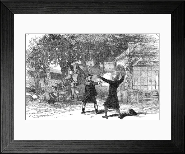 Framed Print : Scene from the New Drama of The Courier of Lyons, at the Princess Theatre, 1854. Creator: Unknown. Scene from the New Drama of The Courier of Lyons, at the Princess Theatre, 1854. Creator: Unknown Framed Print : Scene from the New Drama of The Courier of Lyons, at the Princess Theatre, 1854. Creator: Unknown. Scene from the New Drama of The Courier of Lyons, at the Princess Theatre, 1854. Creator: Unknown