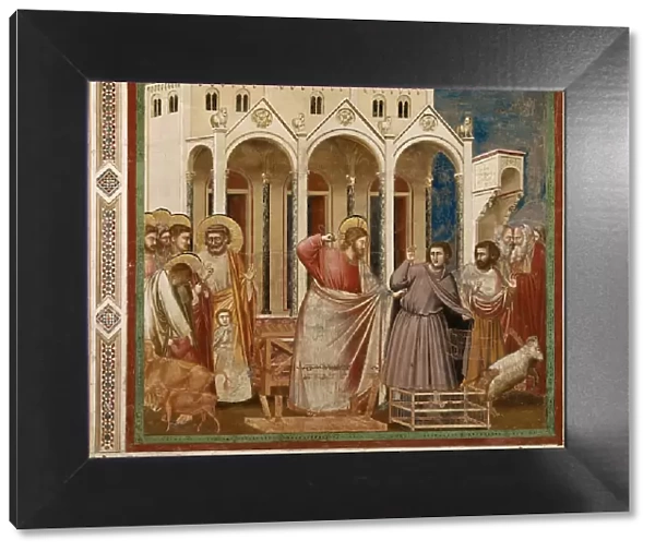 Expulsion of the Money changers from the Temple (From the cycles of The Life of Christ), 1304-1306. Creator: Giotto di Bondone (1266-1377)